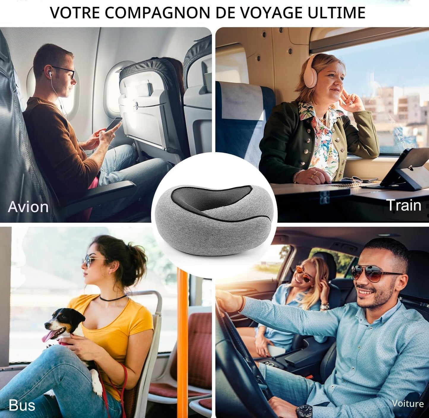 Oreiller de voyage mémoire de forme de U