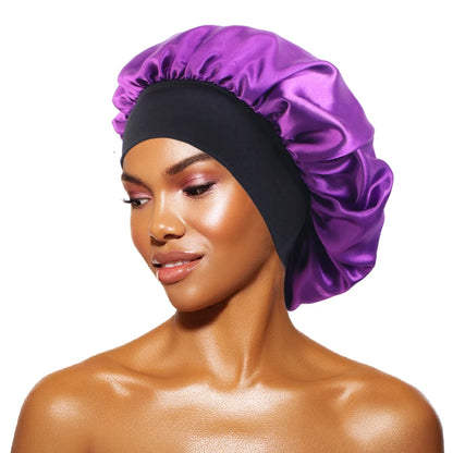 Bonnet de nuit en satin mauve
