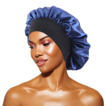 Bonnet_en_satin_bleu_bande_noir