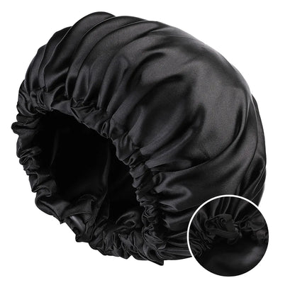 Bonnet en satin de nuit noir