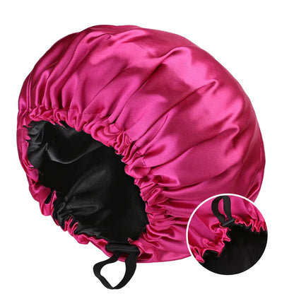 Bonnet en satin de nuit rouge