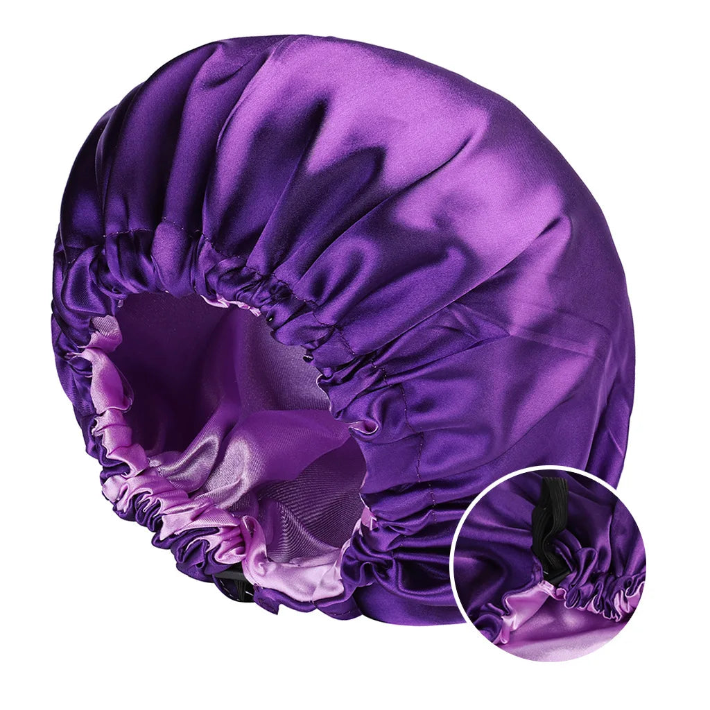 Bonnet en satin de nuit violet