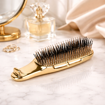 Brosse cheveux or ergonomique
