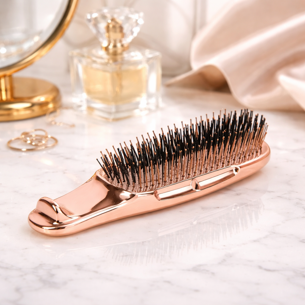 Brosse à cheveux rose or