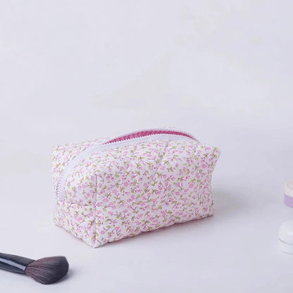 Trousse maquillage fleur rose